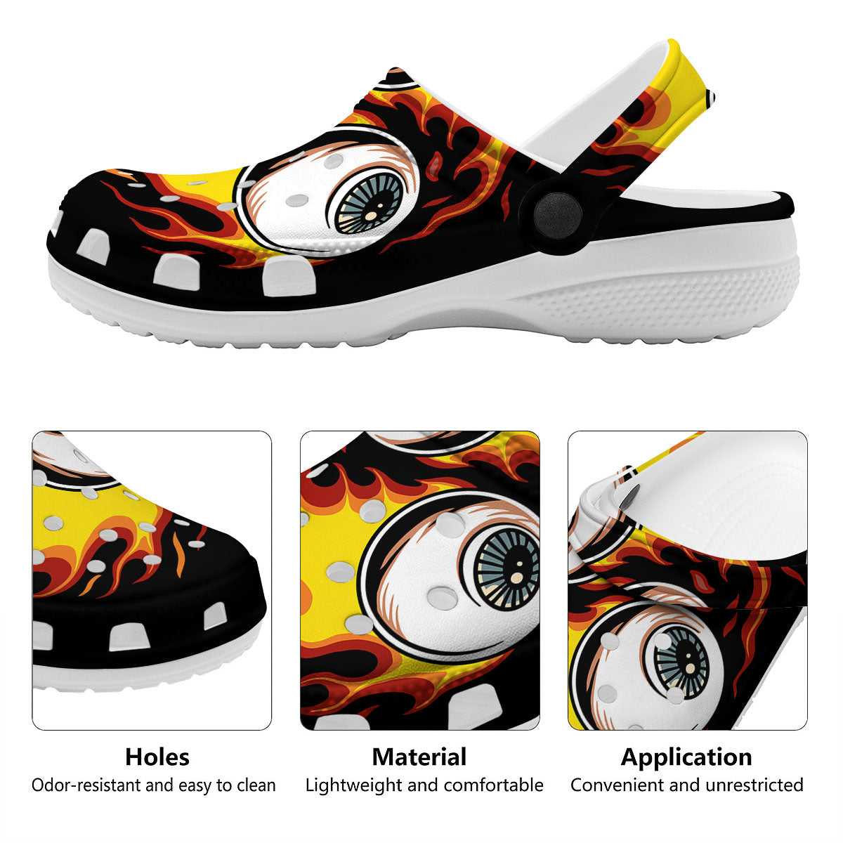Flaming Eye Print Clog-grizzshop