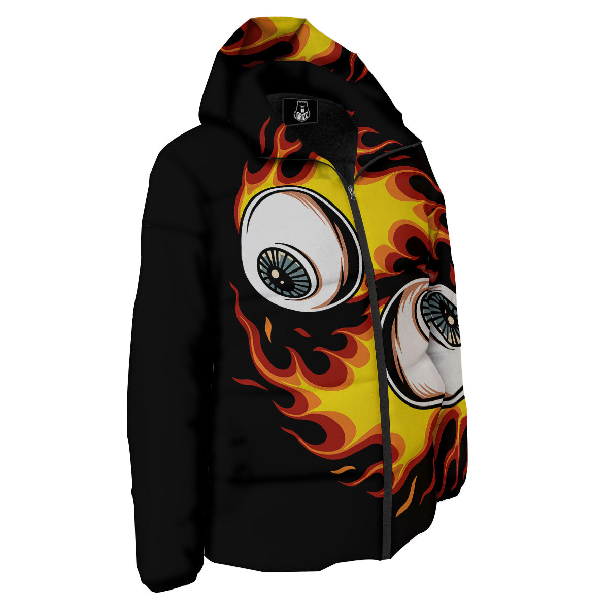 Flaming Eye Print Down Jacket-grizzshop