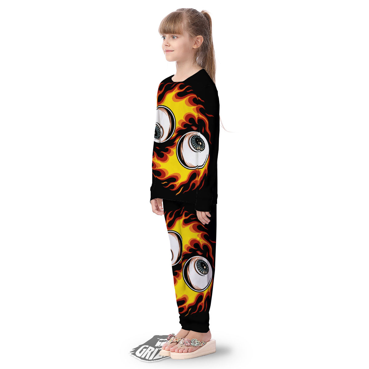 Flaming Eye Print Kid's Pajamas-grizzshop