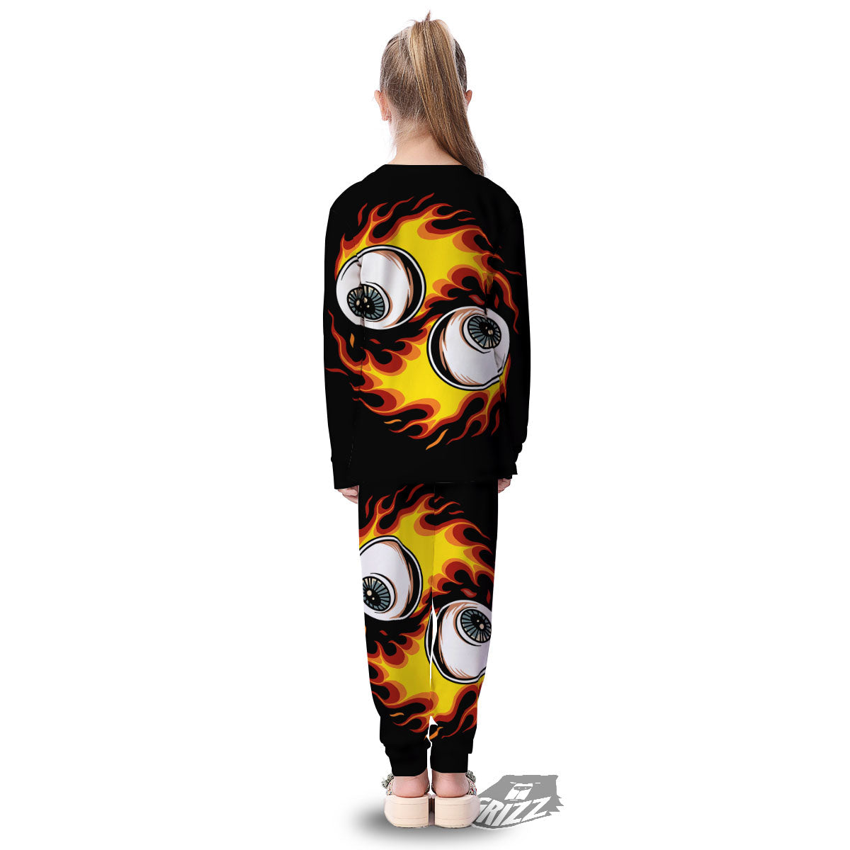 Flaming Eye Print Kid's Pajamas-grizzshop