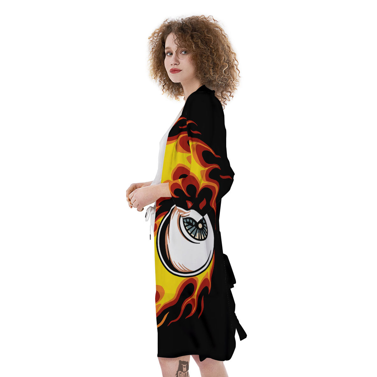 Flaming Eye Print Kimono-grizzshop