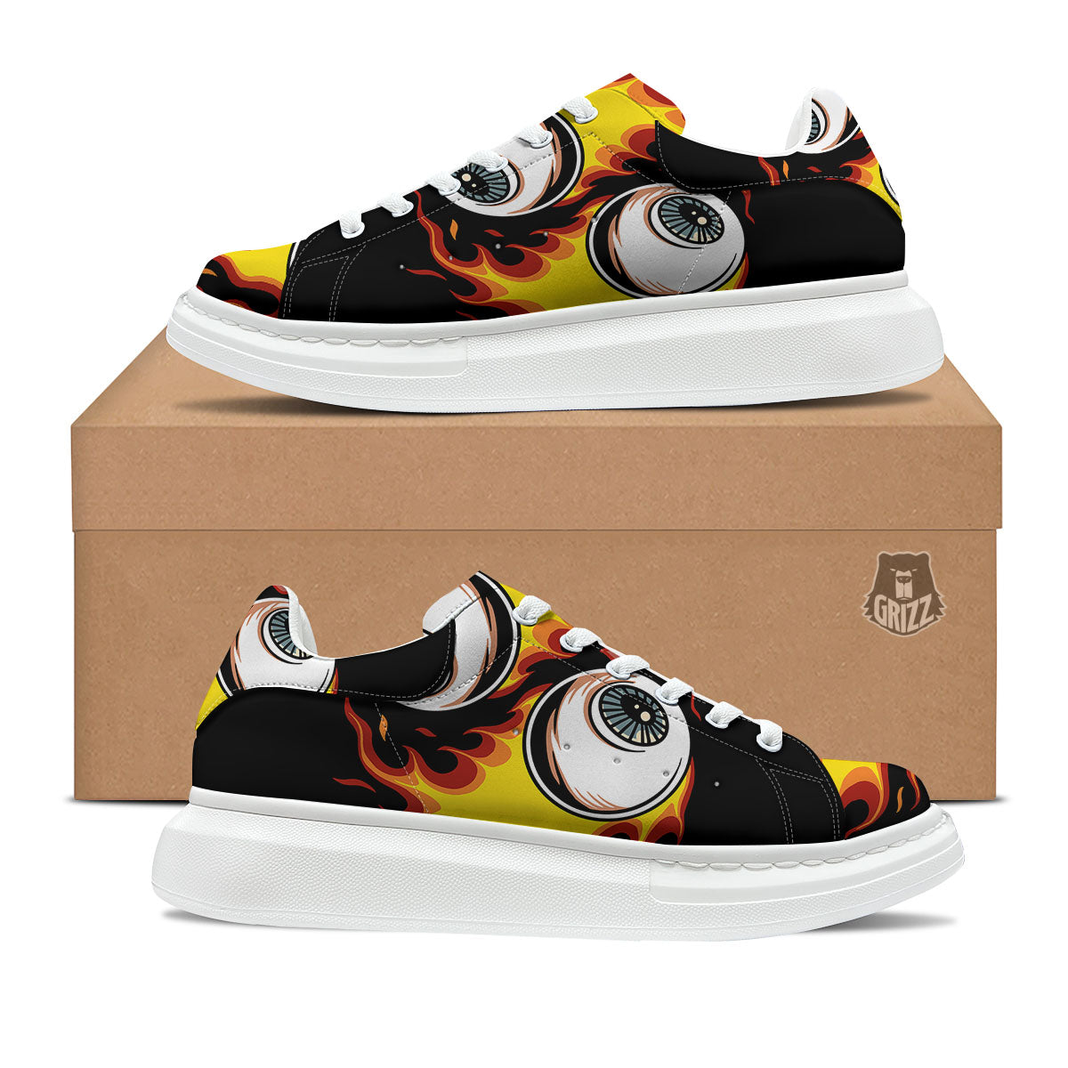 Flaming Eye Print Platform Shoes-grizzshop