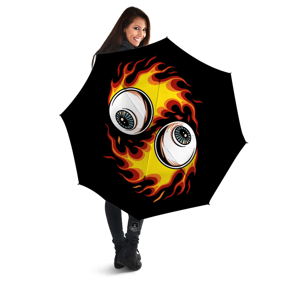 Flaming Eye Print Umbrella-grizzshop