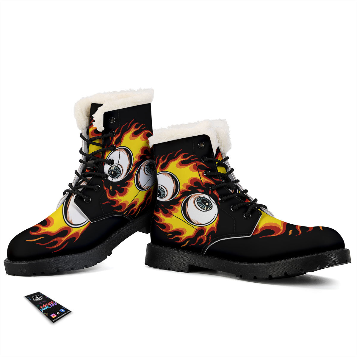 Flaming Eye Print Winter Boots-grizzshop
