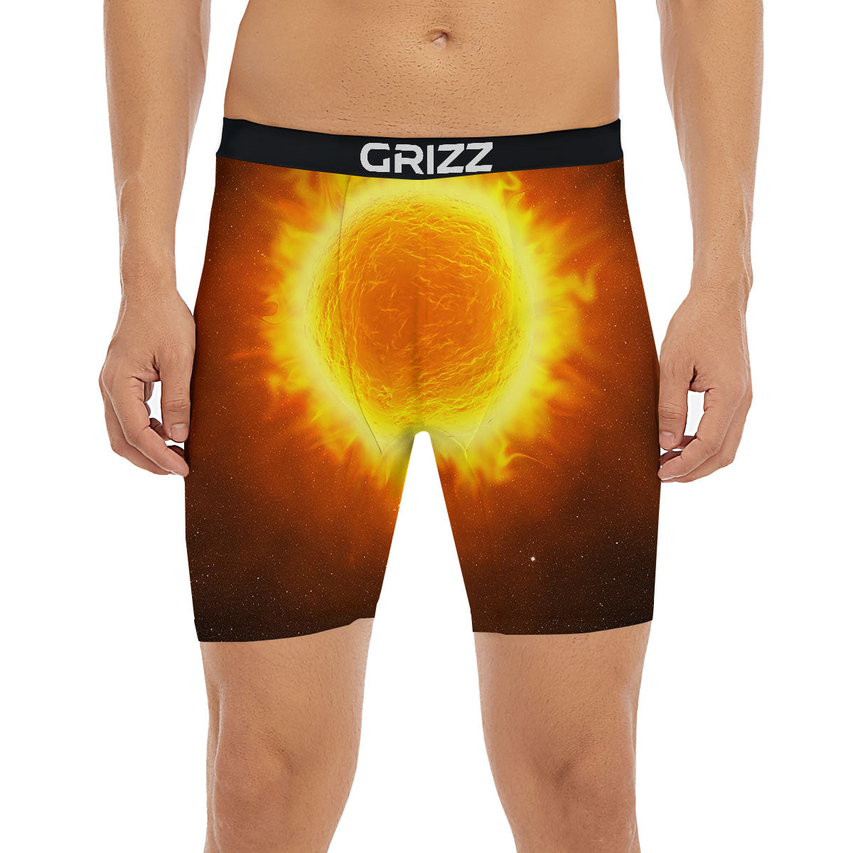 Flaming Sun Print Boxer Briefs-grizzshop