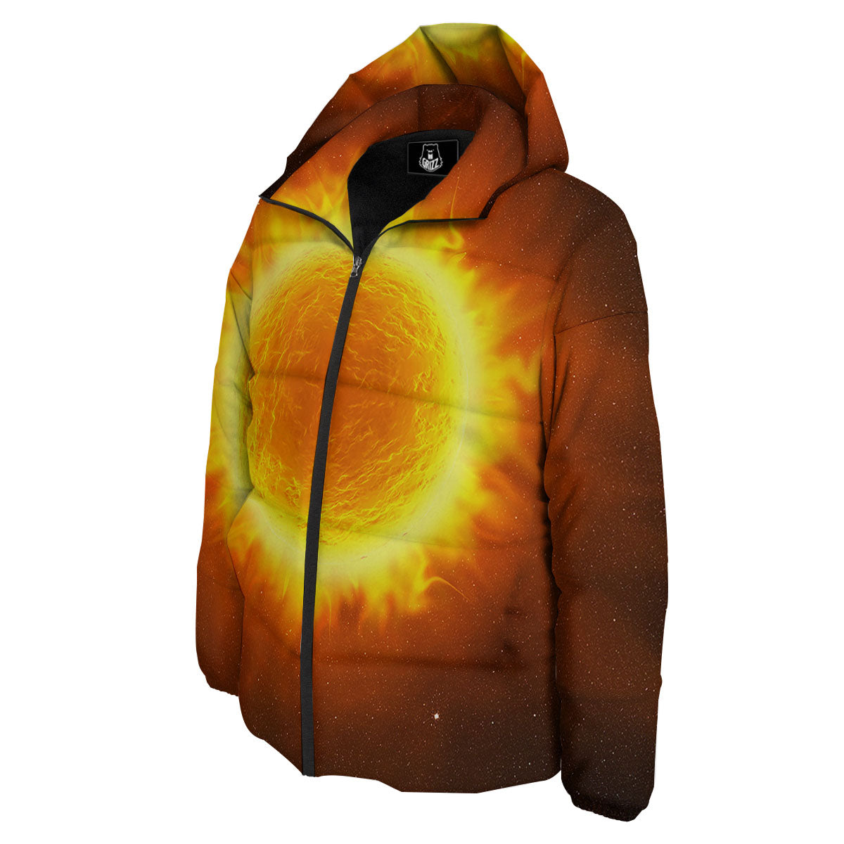 Flaming Sun Print Down Jacket-grizzshop