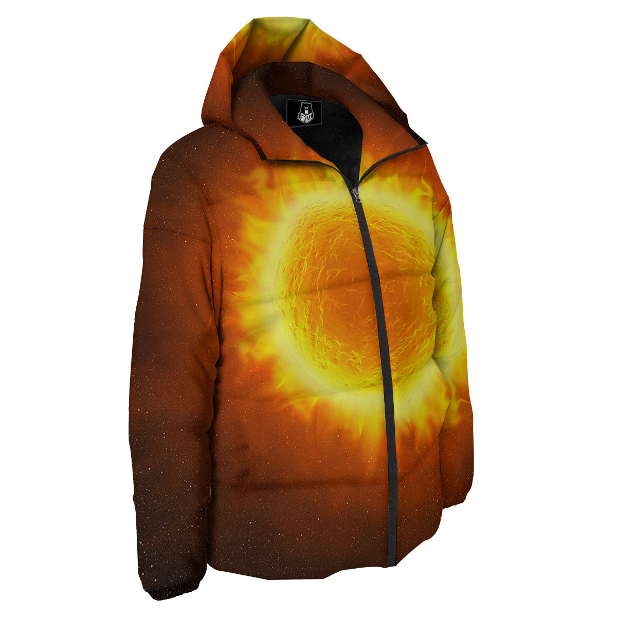 Flaming Sun Print Down Jacket-grizzshop