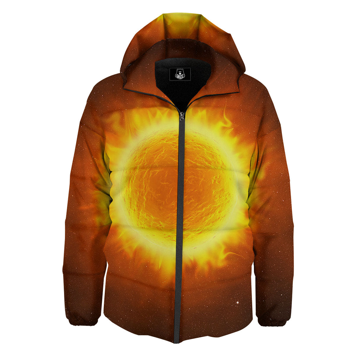 Flaming Sun Print Down Jacket-grizzshop
