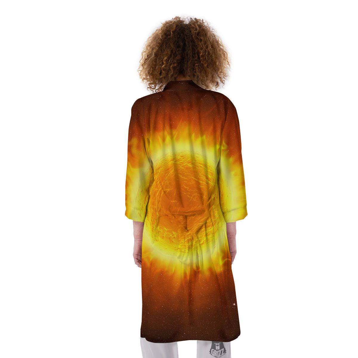 Flaming Sun Print Kimono-grizzshop