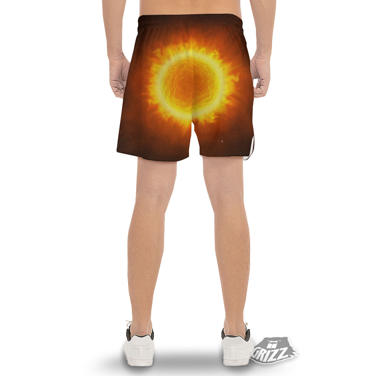 Flaming Sun Print Men's Gym Shorts-grizzshop