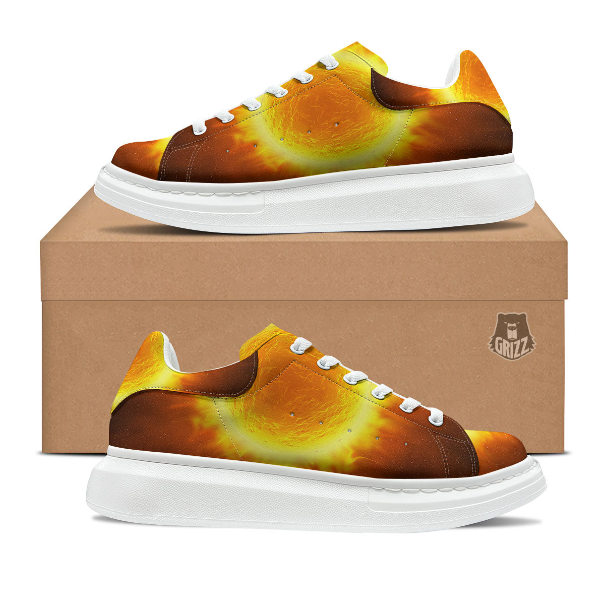 Flaming Sun Print Platform Shoes-grizzshop