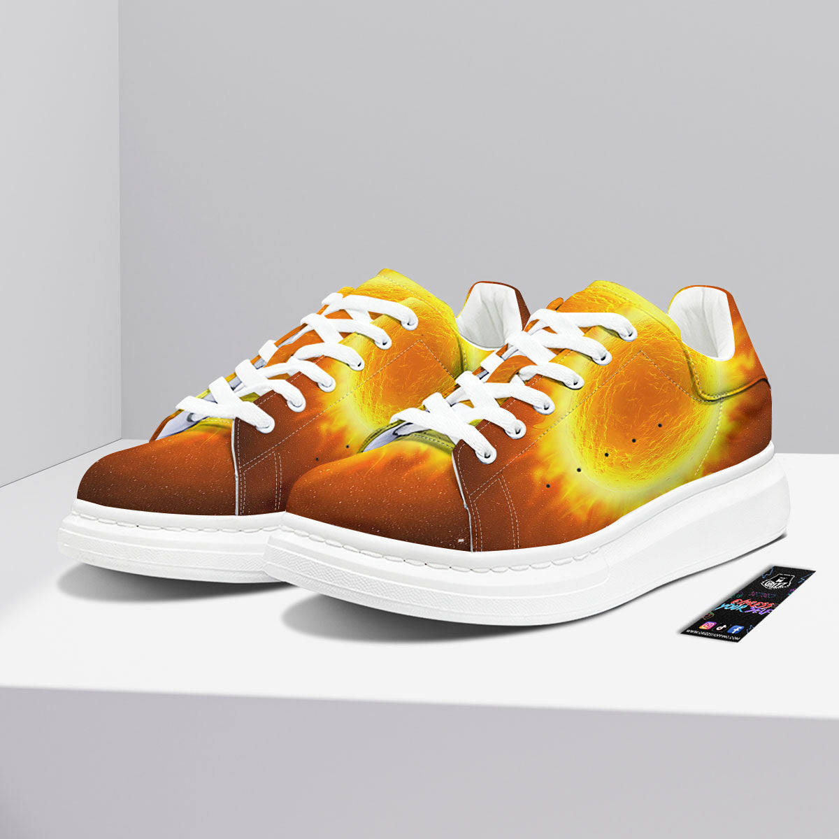 Flaming Sun Print Platform Shoes-grizzshop