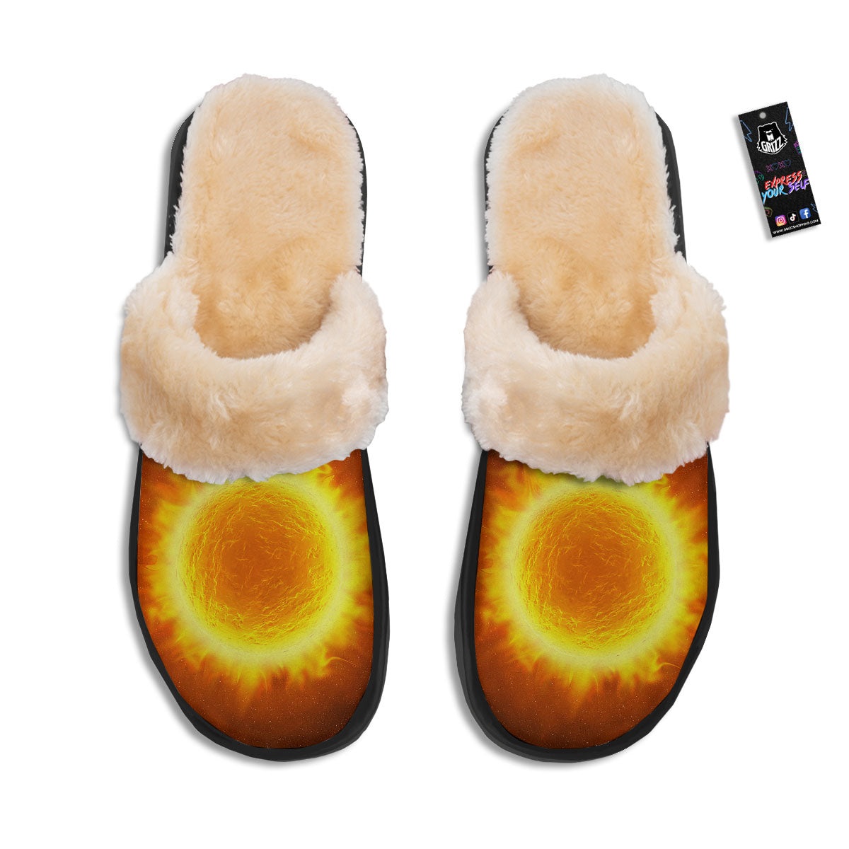 Flaming Sun Print Slippers-grizzshop