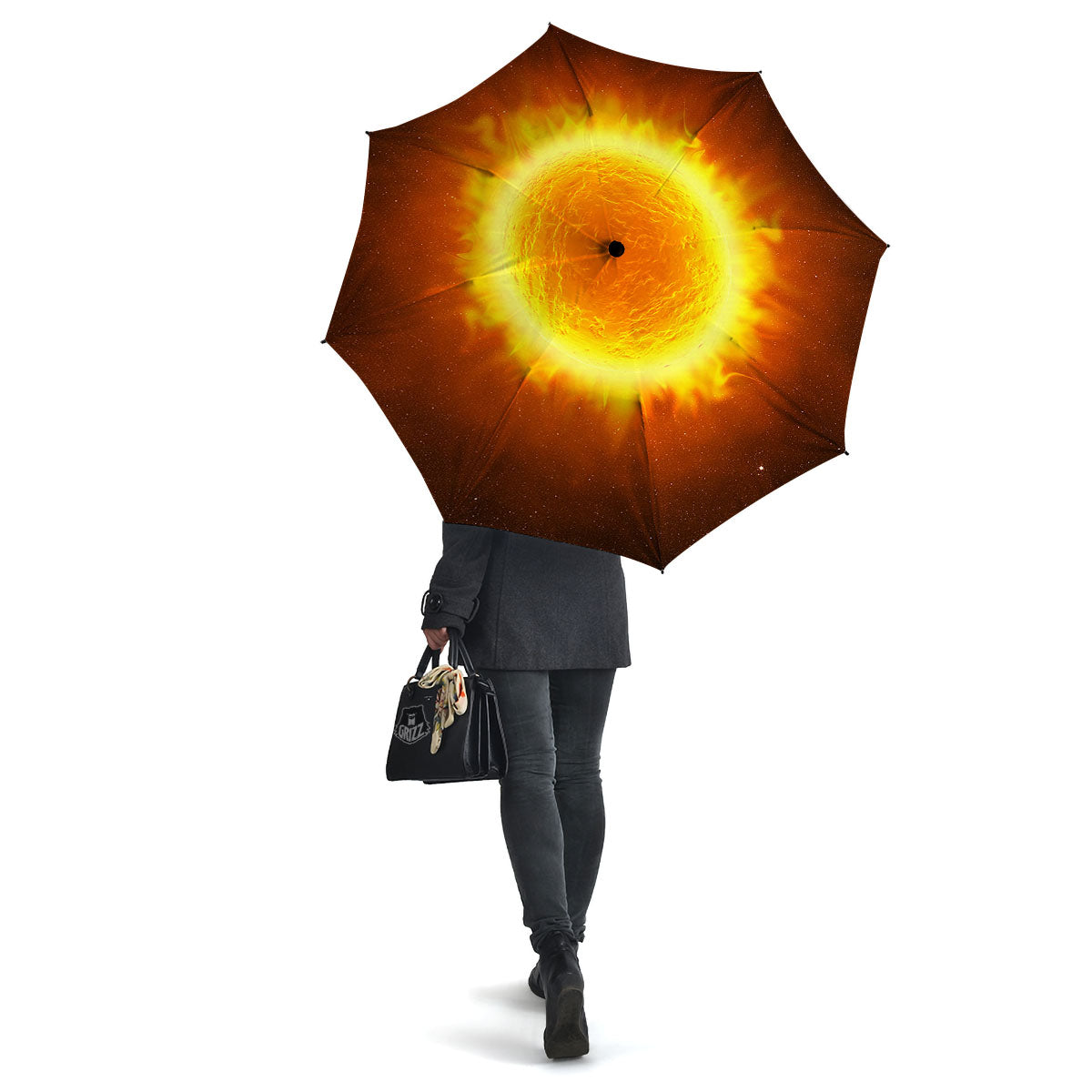 Flaming Sun Print Umbrella-grizzshop