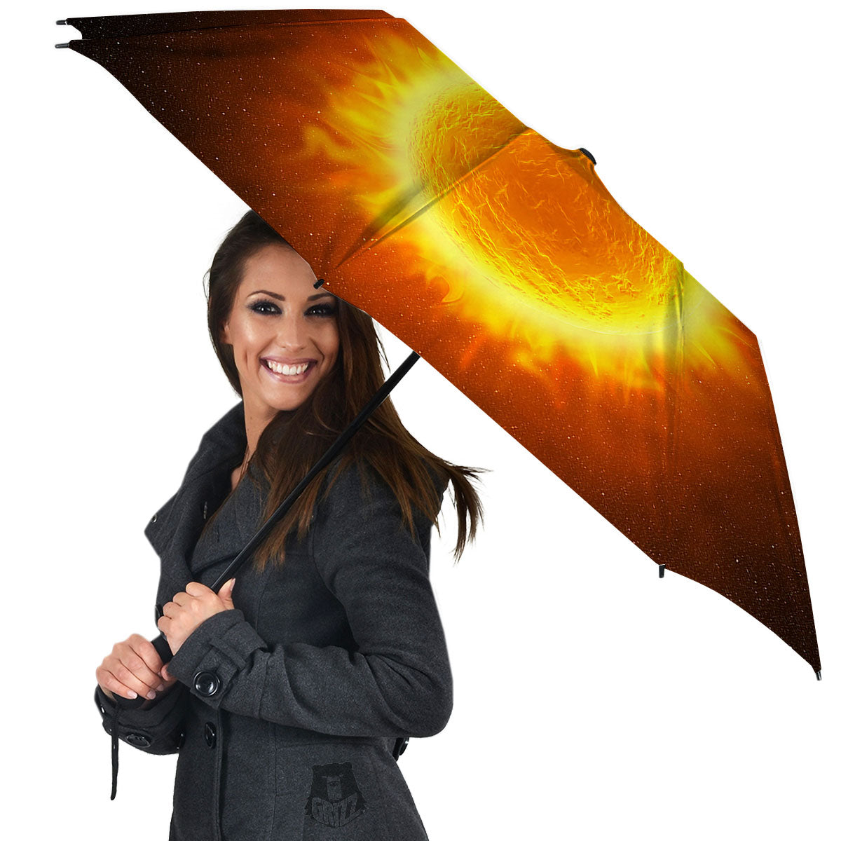Flaming Sun Print Umbrella-grizzshop