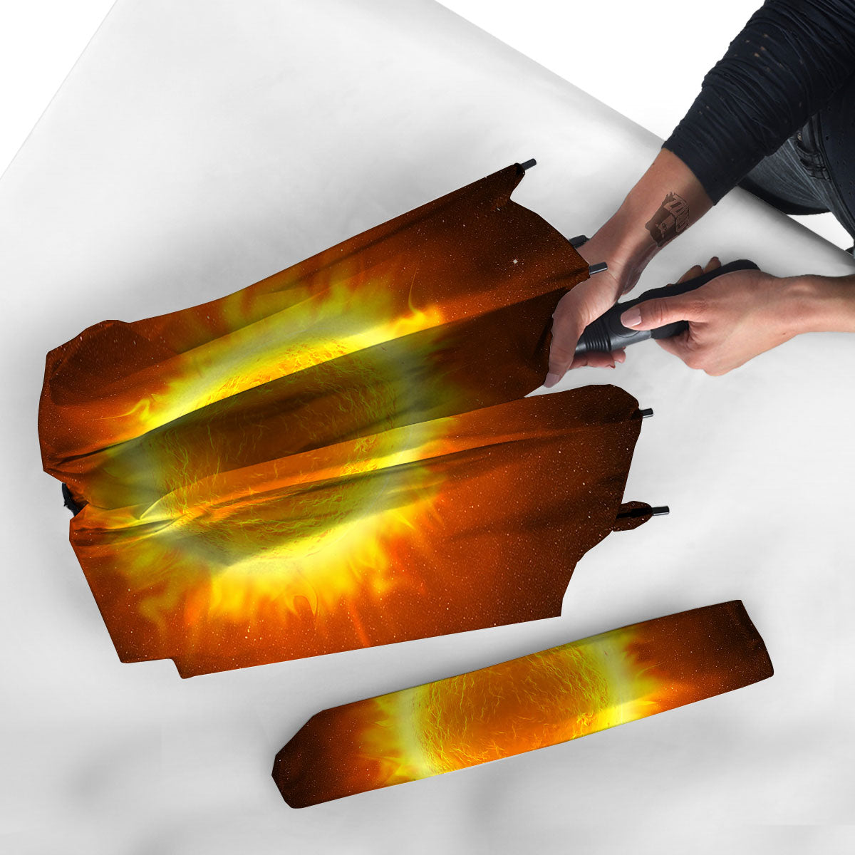 Flaming Sun Print Umbrella-grizzshop