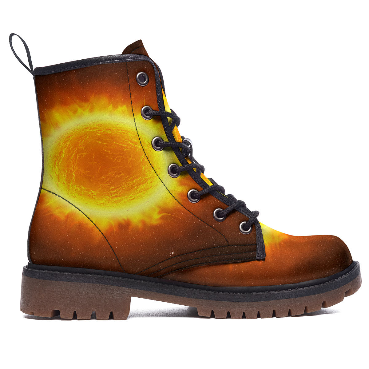 Flaming Sun Print Work Boots-grizzshop