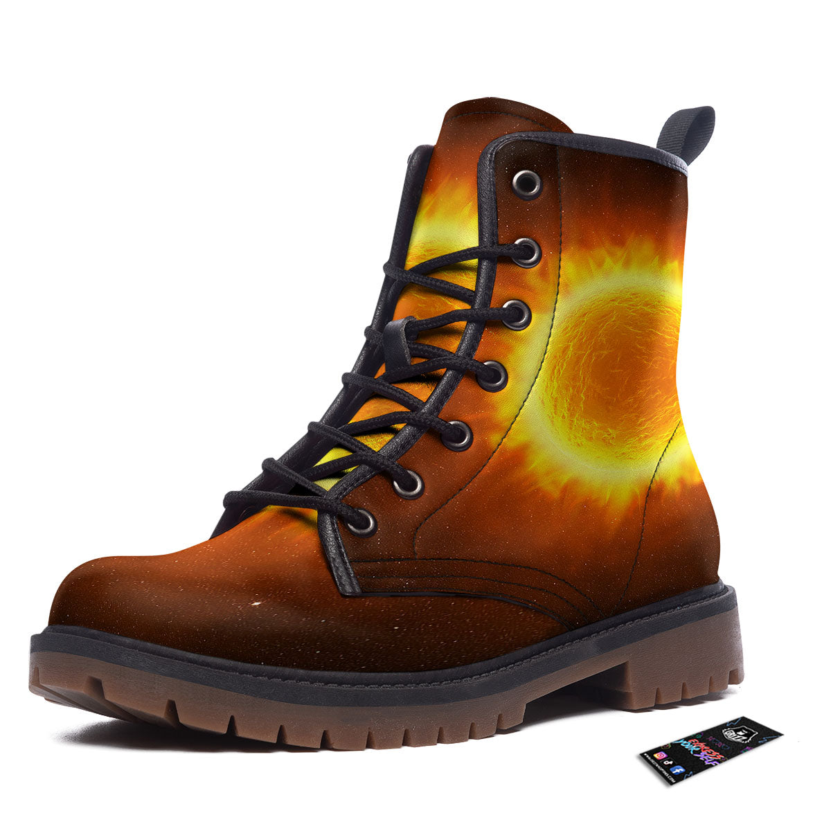 Flaming Sun Print Work Boots-grizzshop