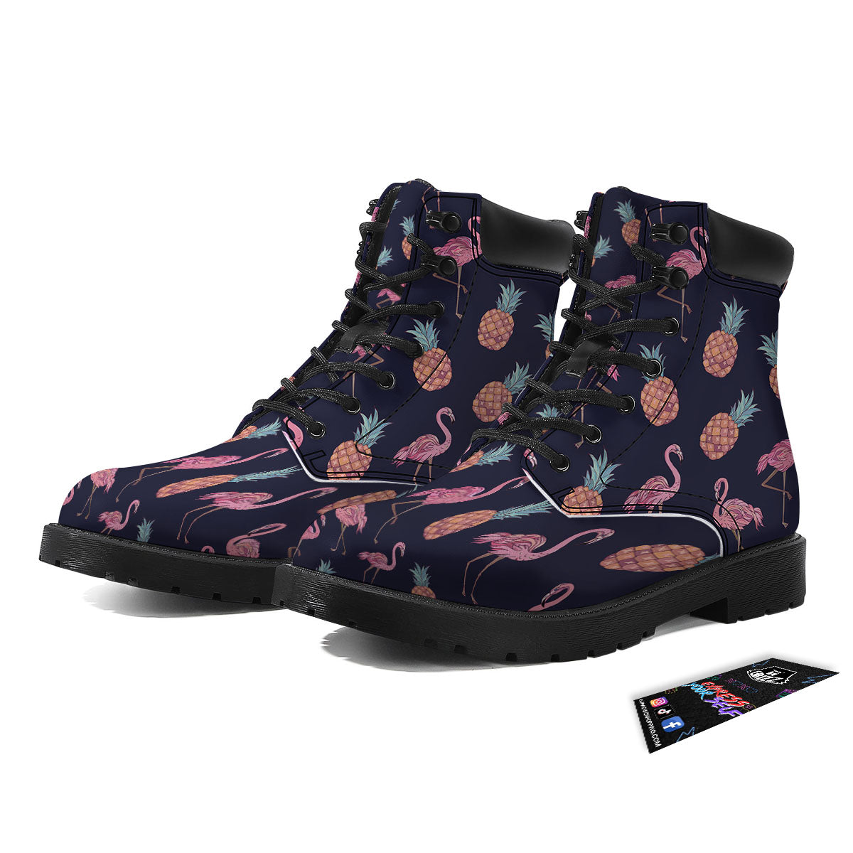 Flamingo And Pineapple Print Pattern Boots-grizzshop