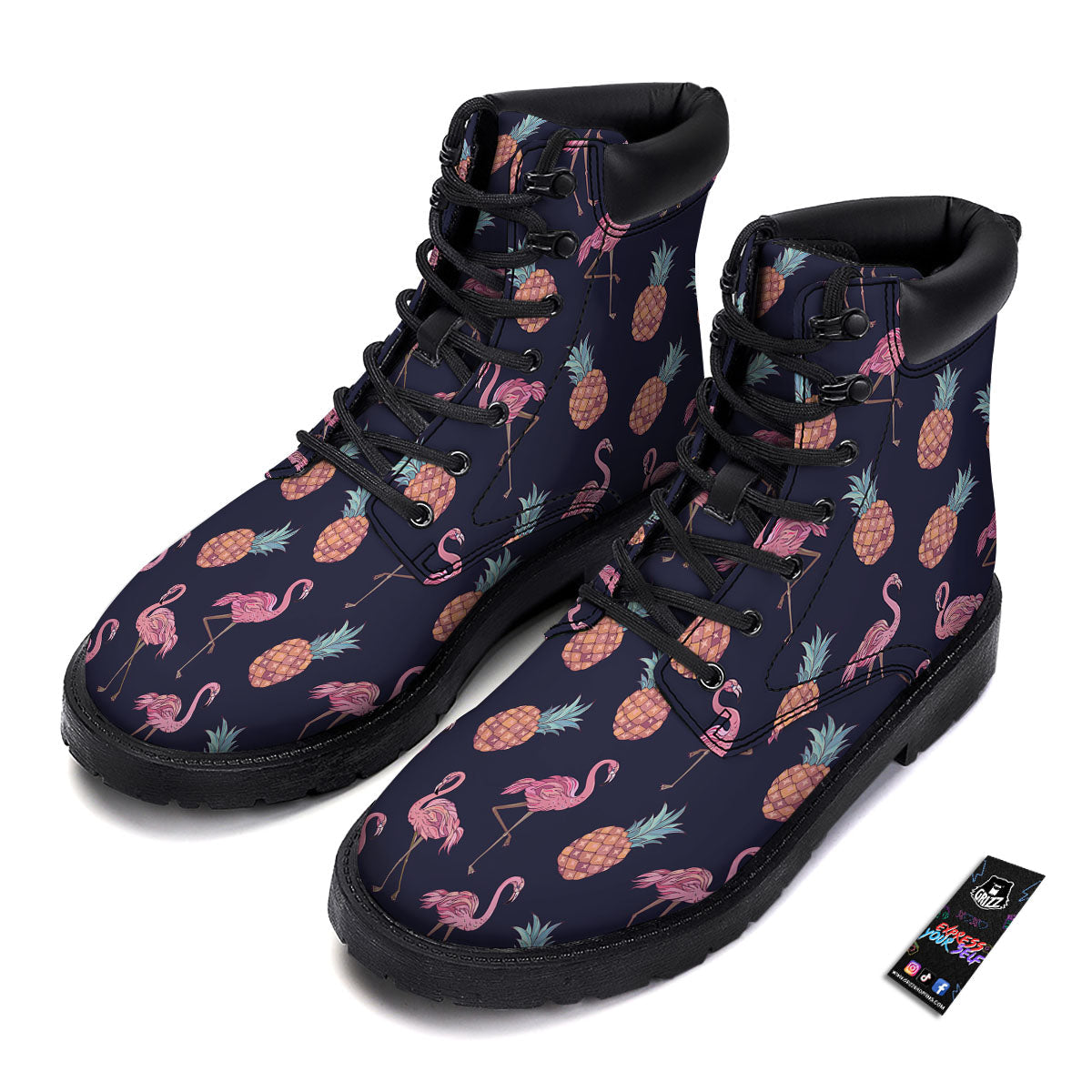 Flamingo And Pineapple Print Pattern Boots-grizzshop