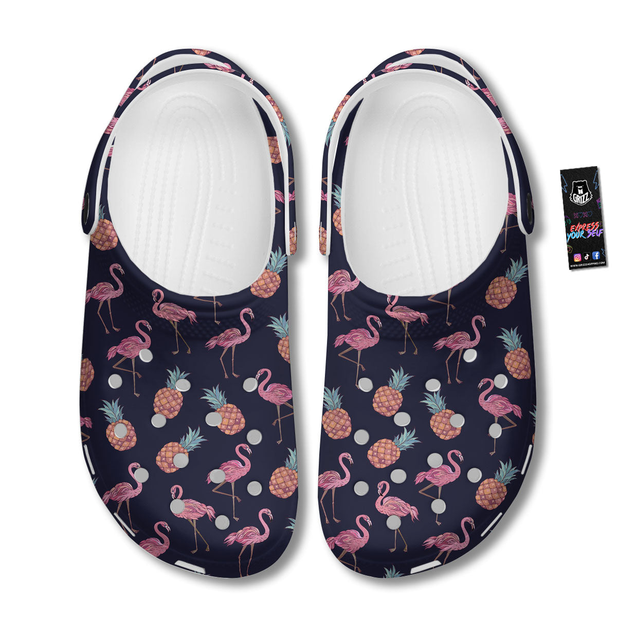 Flamingo And Pineapple Print Pattern Clog-grizzshop