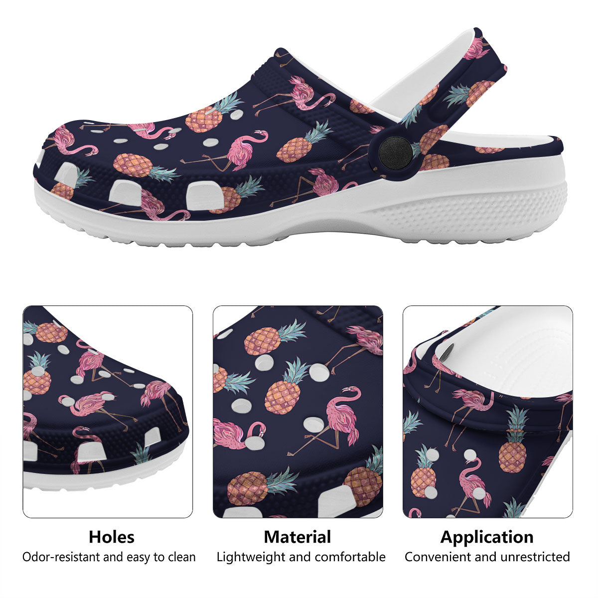 Flamingo And Pineapple Print Pattern Clog-grizzshop