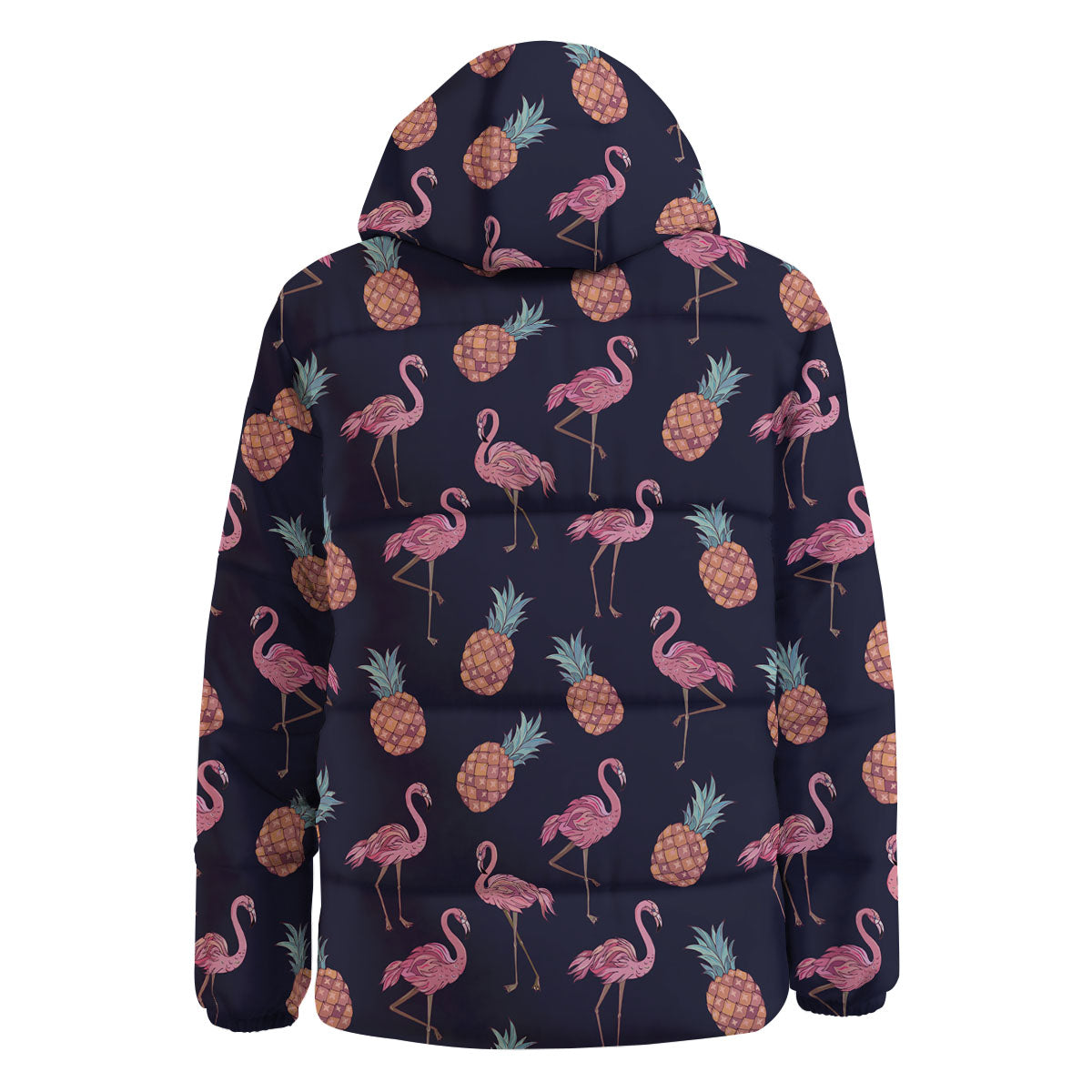 Flamingo And Pineapple Print Pattern Down Jacket-grizzshop