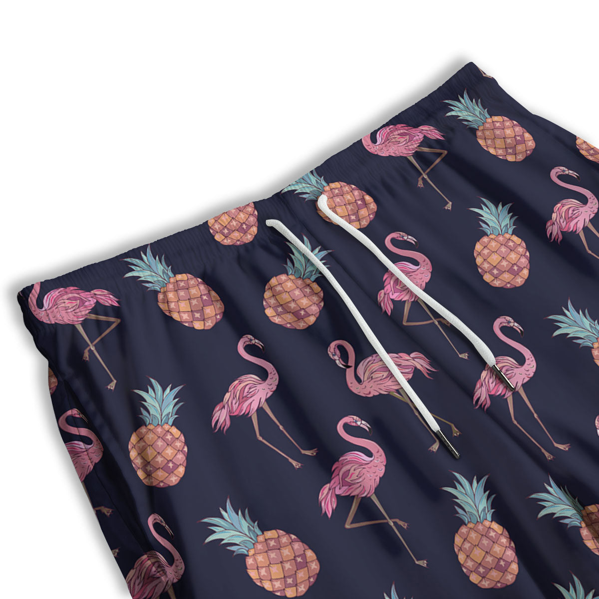Flamingo And Pineapple Print Pattern Men's Athletic Shorts
