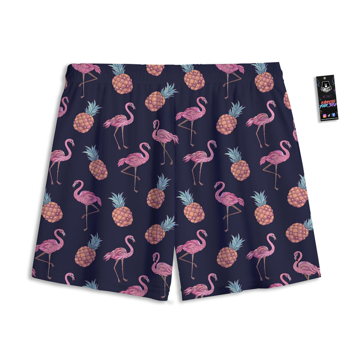 Flamingo And Pineapple Print Pattern Mesh Shorts-grizzshop