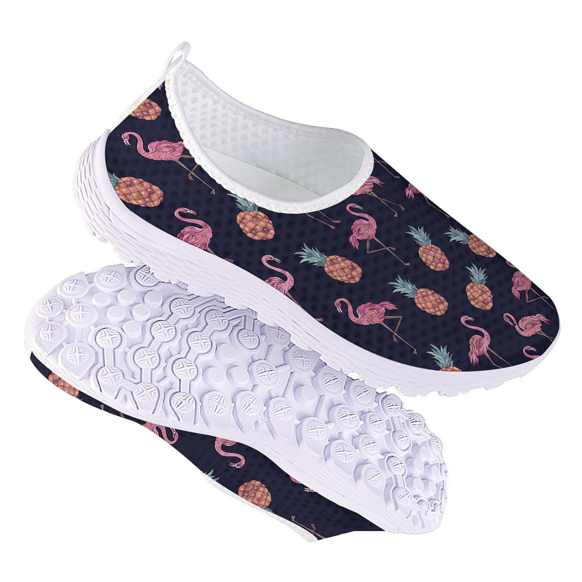 Flamingo And Pineapple Print Pattern Nurse Shoes-grizzshop