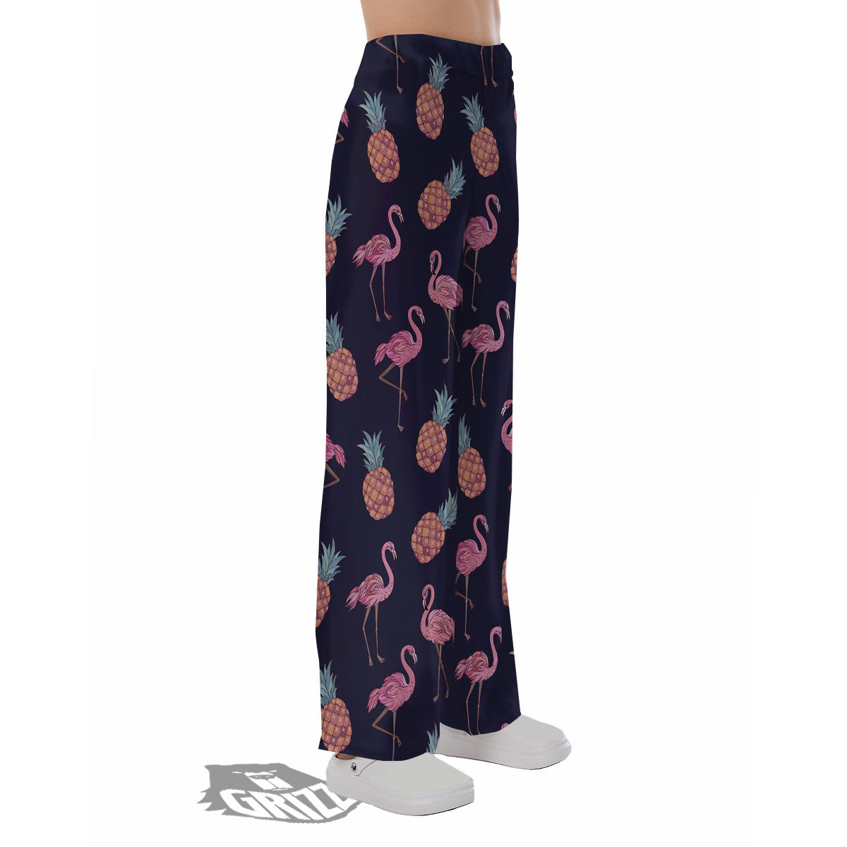 Flamingo And Pineapple Print Pattern Pajama Pants-grizzshop