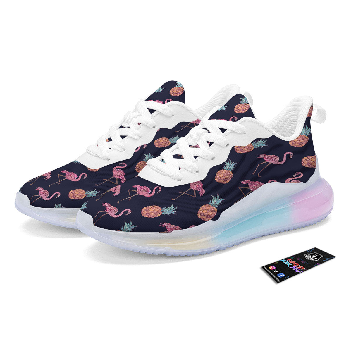 Flamingo And Pineapple Print Pattern Running Sneakers-grizzshop