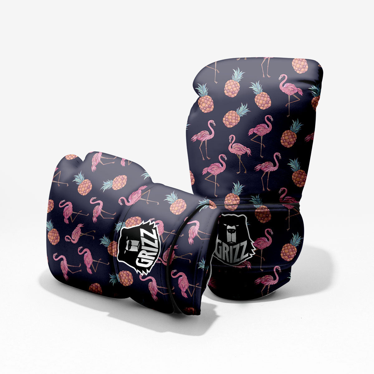 Flamingo And Pineapple Print Pattern Sparring Gloves-grizzshop