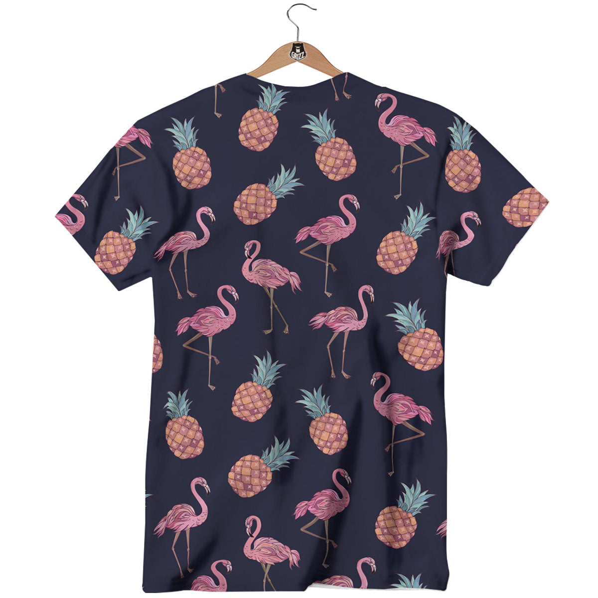 Flamingo And Pineapple Print Pattern T-Shirt-grizzshop