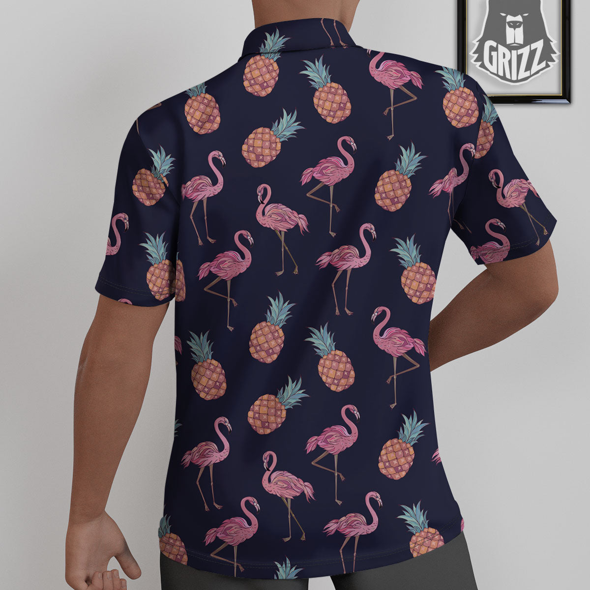 Flamingo And Pineapple Print Pattern Untucked Shirts-grizzshop