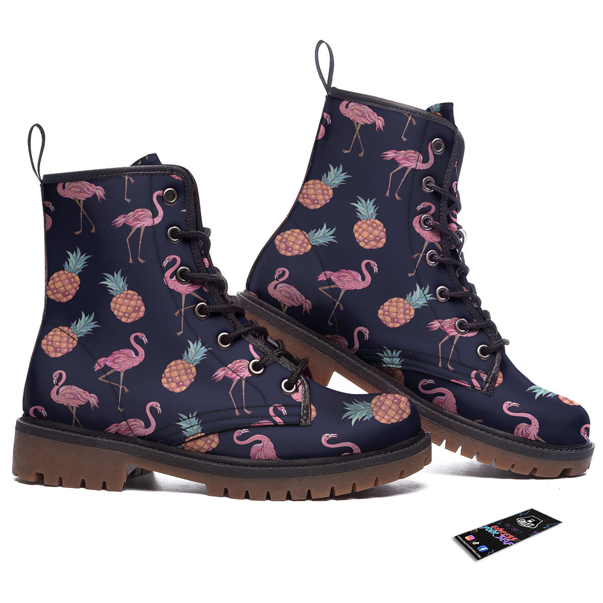 Flamingo And Pineapple Print Pattern Work Boots-grizzshop