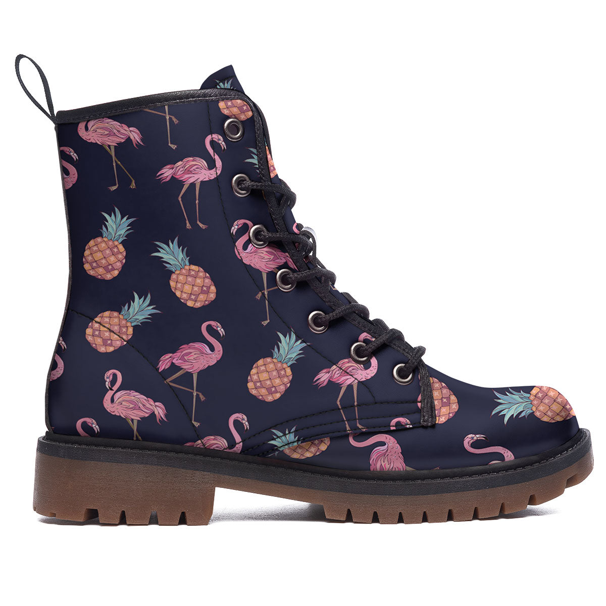 Flamingo And Pineapple Print Pattern Work Boots-grizzshop
