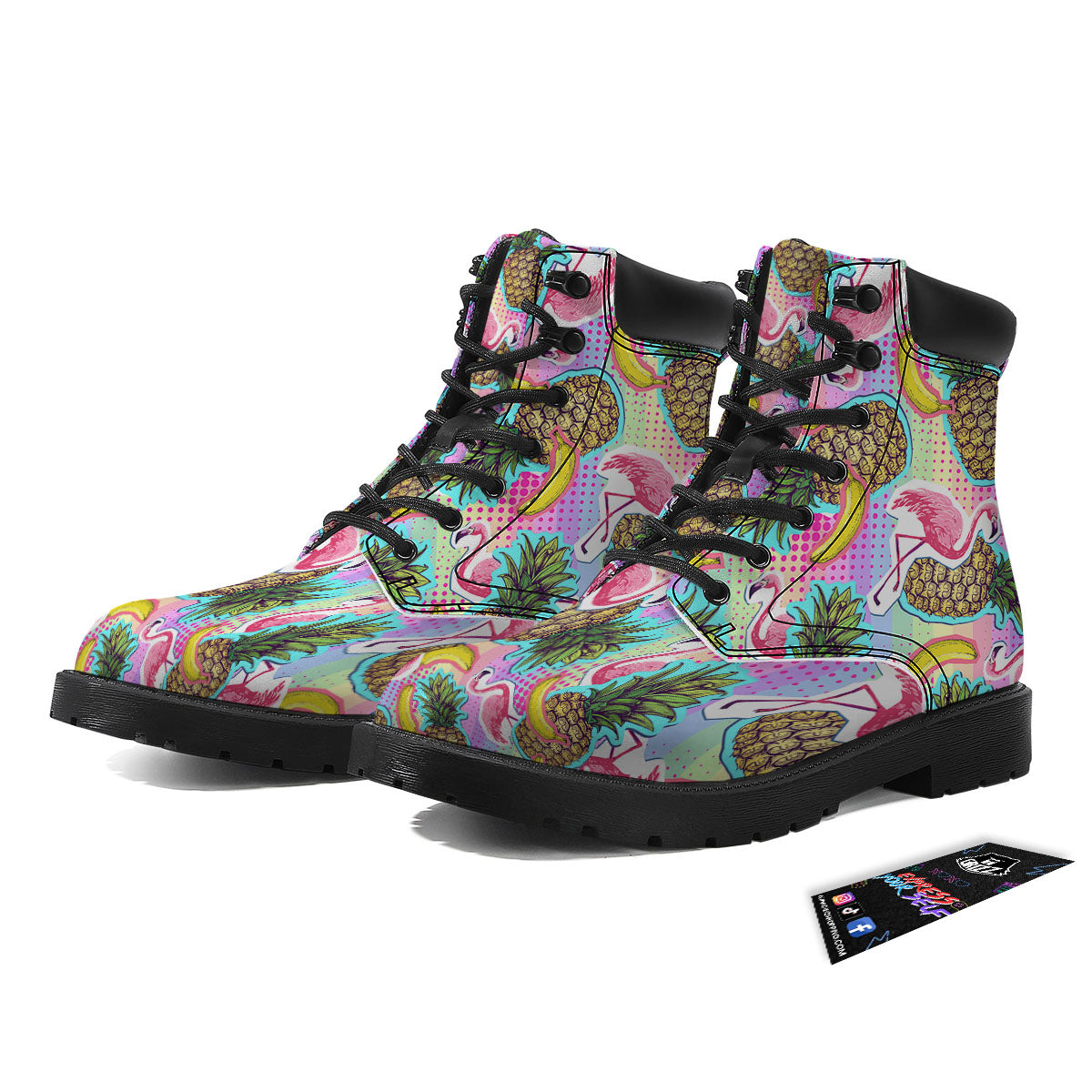 Flamingo And Pineapple Rainbow Print Pattern Boots-grizzshop