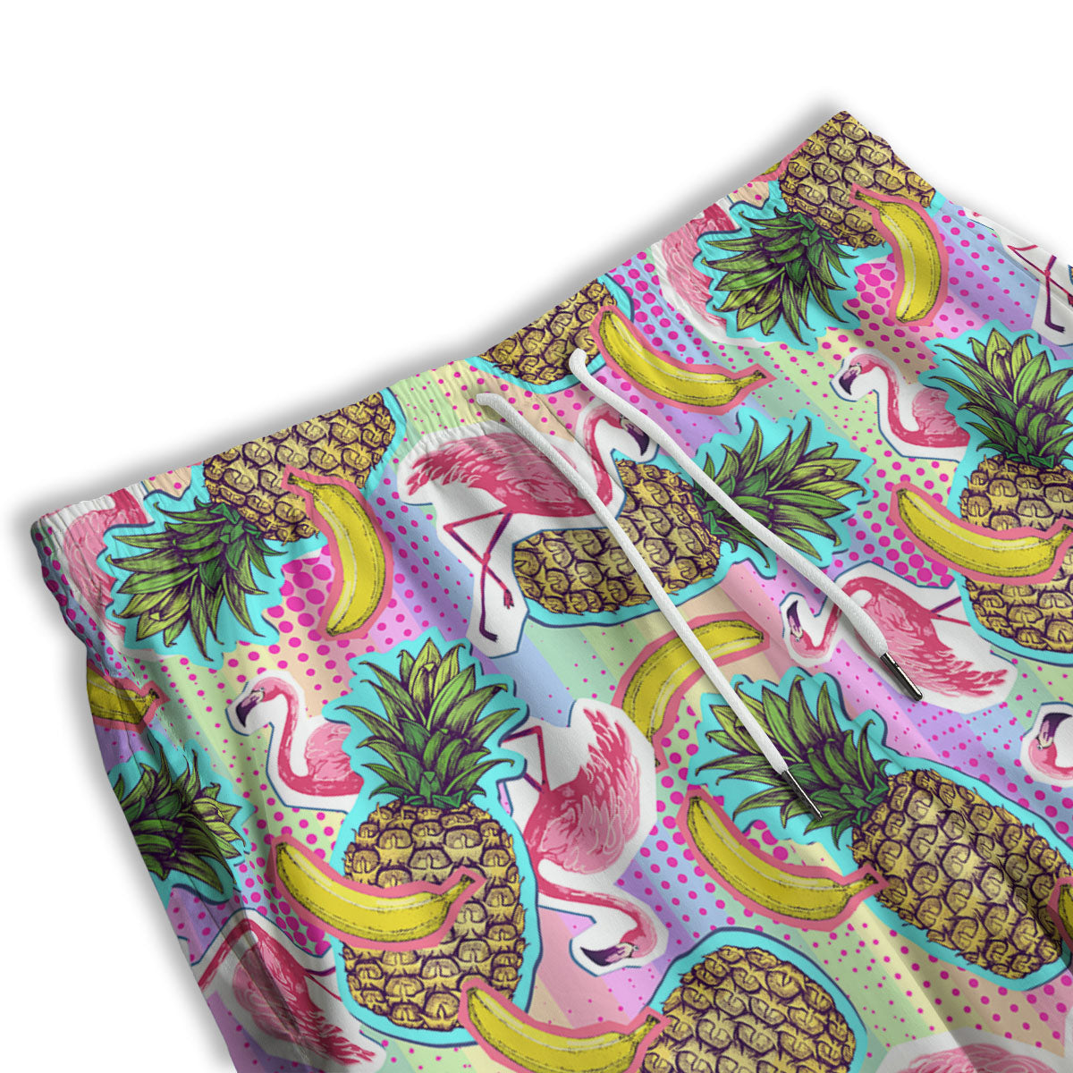 Flamingo And Pineapple Rainbow Print Pattern Men's Athletic Shorts