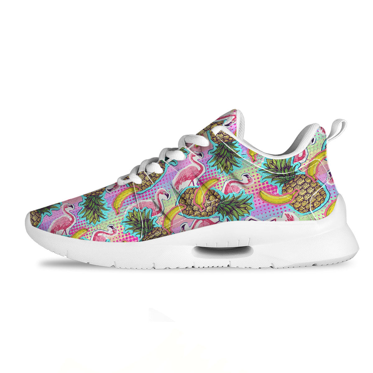 Flamingo And Pineapple Rainbow Print Pattern Tennis Shoes-grizzshop