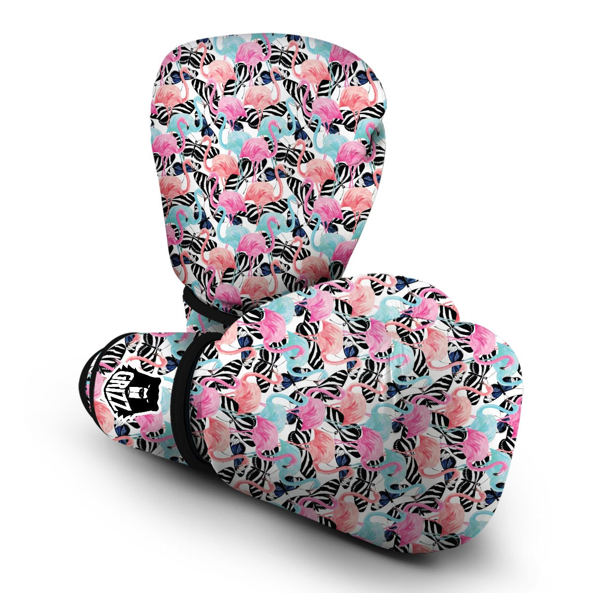 Flamingo Butterfly Hawaiian Tropical Pattern Print Boxing Gloves-grizzshop