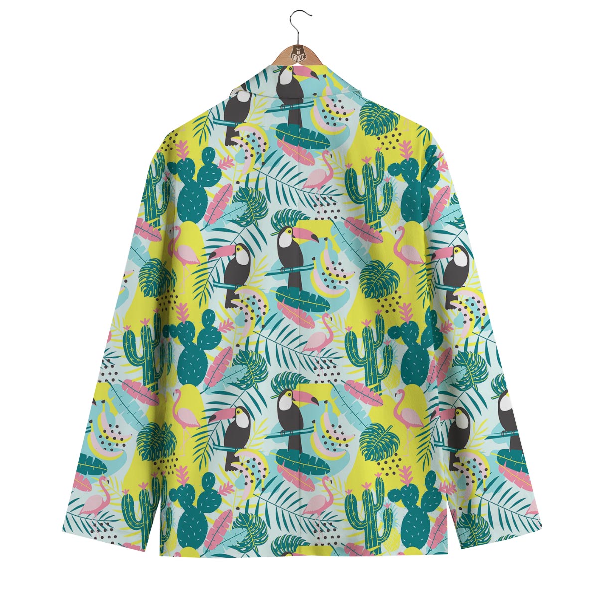 Flamingo Catus Tropical Hawaiian Pineapple Print Men's Blazer-grizzshop