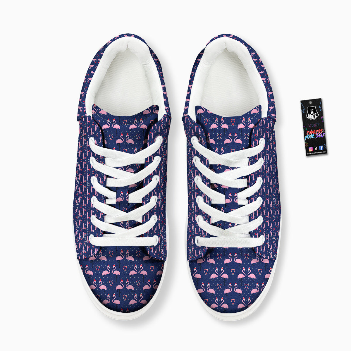 Flamingo Christmas Snowy Print Pattern Platform Shoes-grizzshop