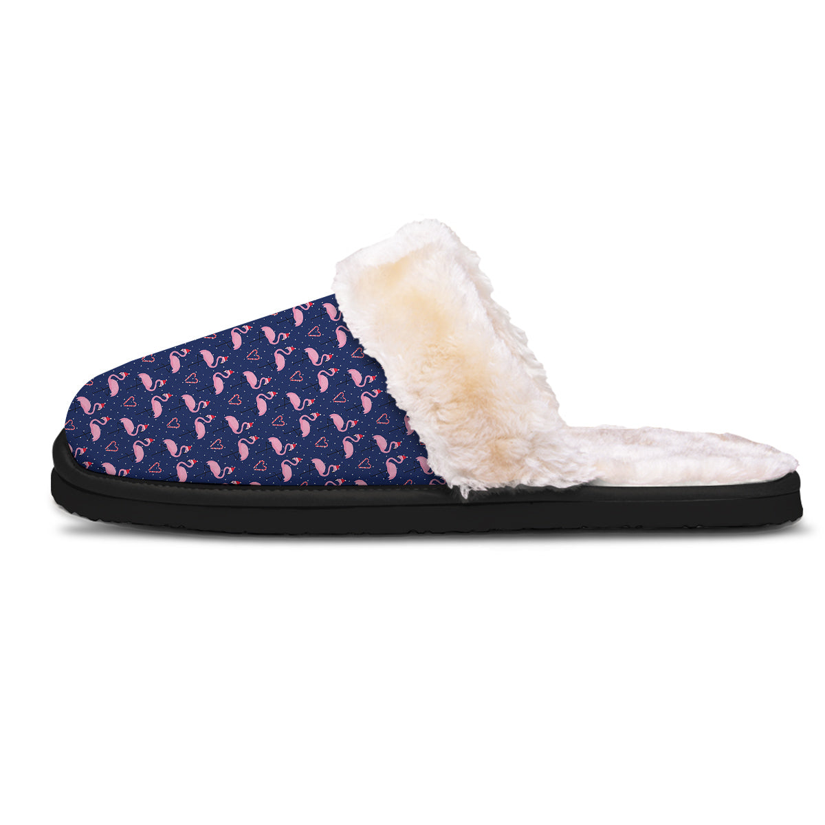 Flamingo Christmas Snowy Print Pattern Slippers-grizzshop