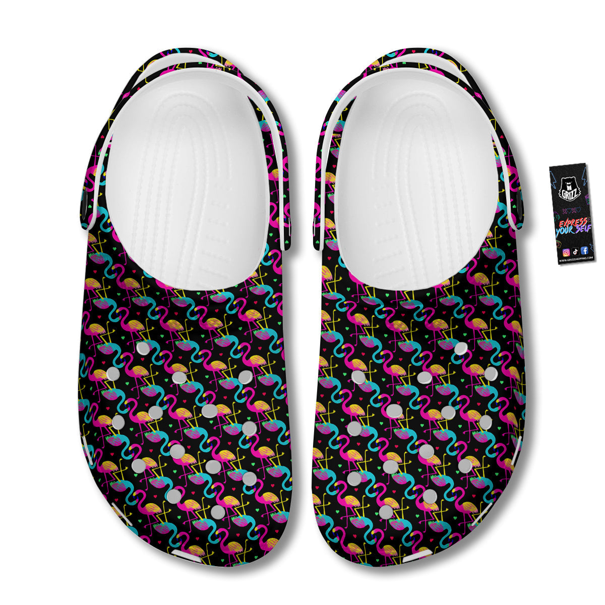Flamingo Colorful Print Pattern Clog-grizzshop