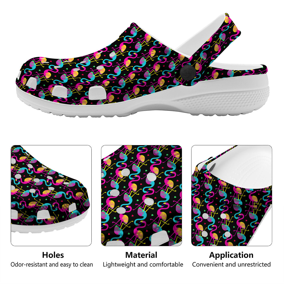 Flamingo Colorful Print Pattern Clog-grizzshop