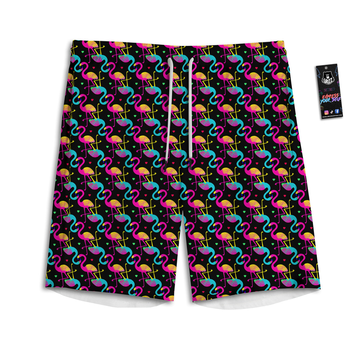 Flamingo Colorful Print Pattern Men's Athletic Shorts