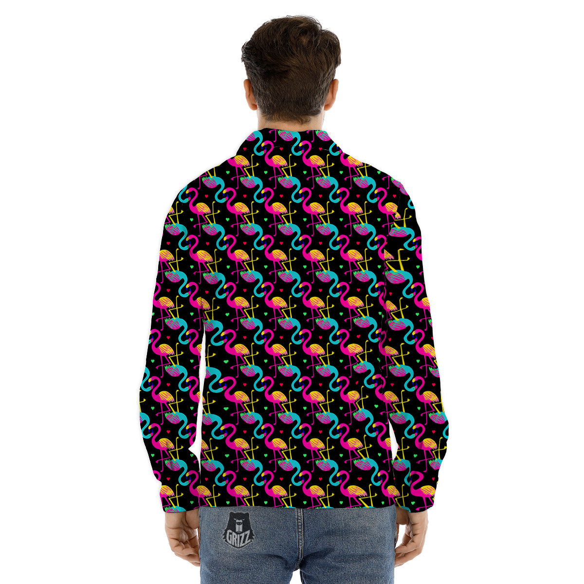 Flamingo Colorful Print Pattern Men's Dress Shirts-grizzshop