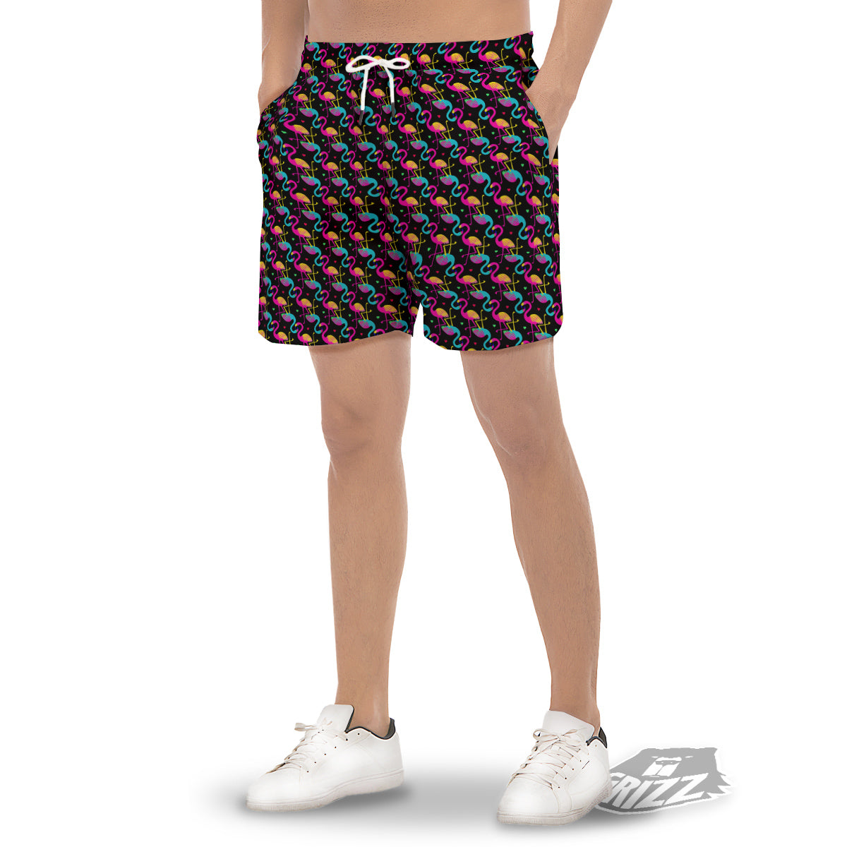 Flamingo Colorful Print Pattern Men's Gym Shorts-grizzshop