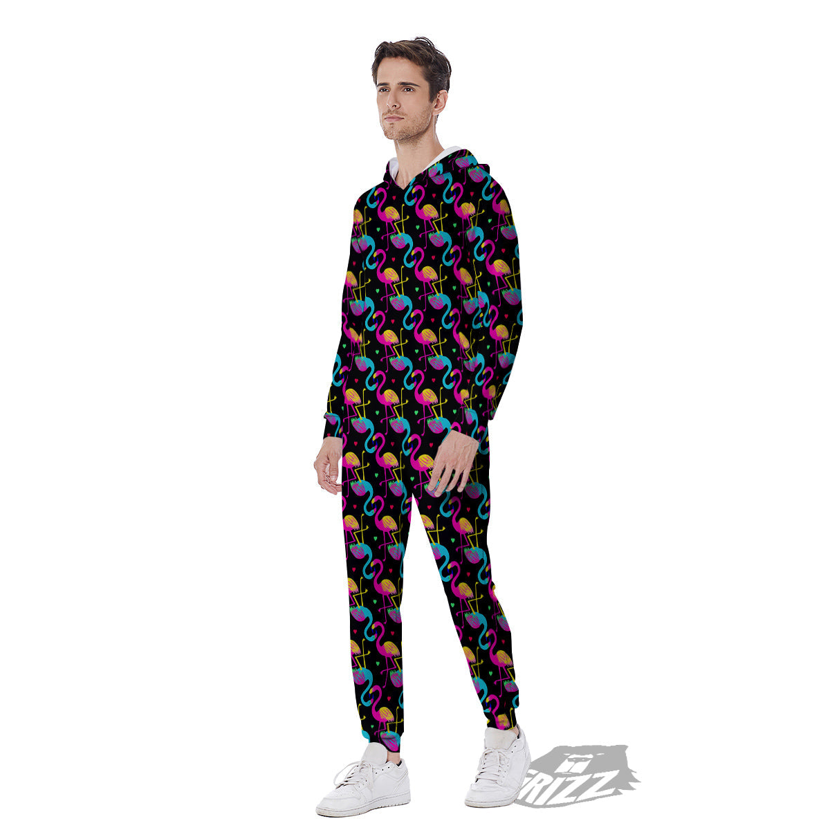 Flamingo Colorful Print Pattern Men's Jumpsuit-grizzshop